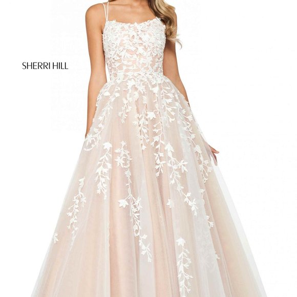 Sherri Hill, Ivory Ball Gown, Lace & Rhinestones - Picture 3 of 16